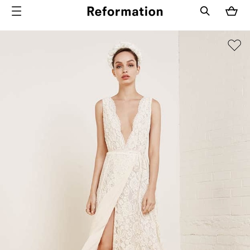 NWOT Reformation Ivory Lace Wrap Dress